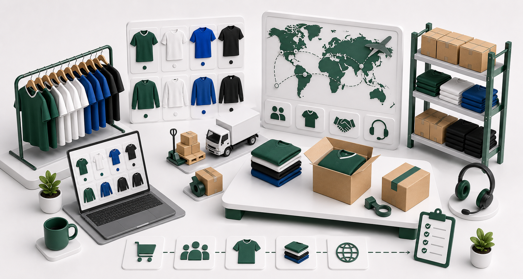 Wholesale jersey supplier operations with catalog, packing, shipping, and support elements